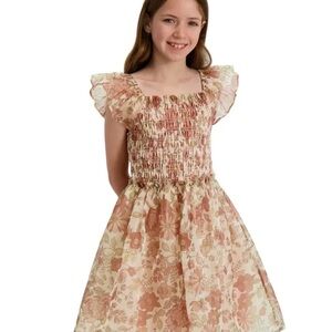 Floral Kids Dress in Pink and Cream